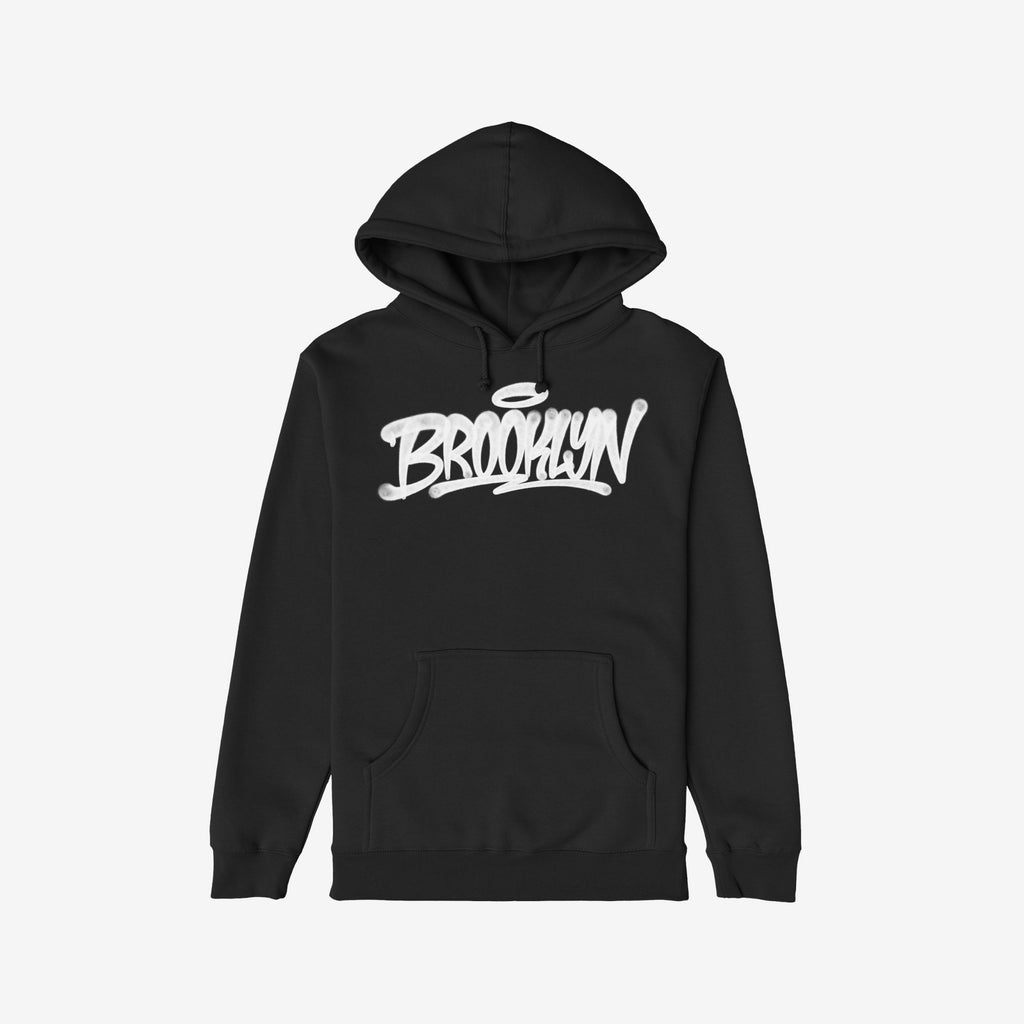 Brooklyn Handstyle Hoodie & Sweatshirt features bold BROOKLYN graffiti-style lettering on a black pullover with a kangaroo pocket, embodying a strong borough identity and everyday comfort.