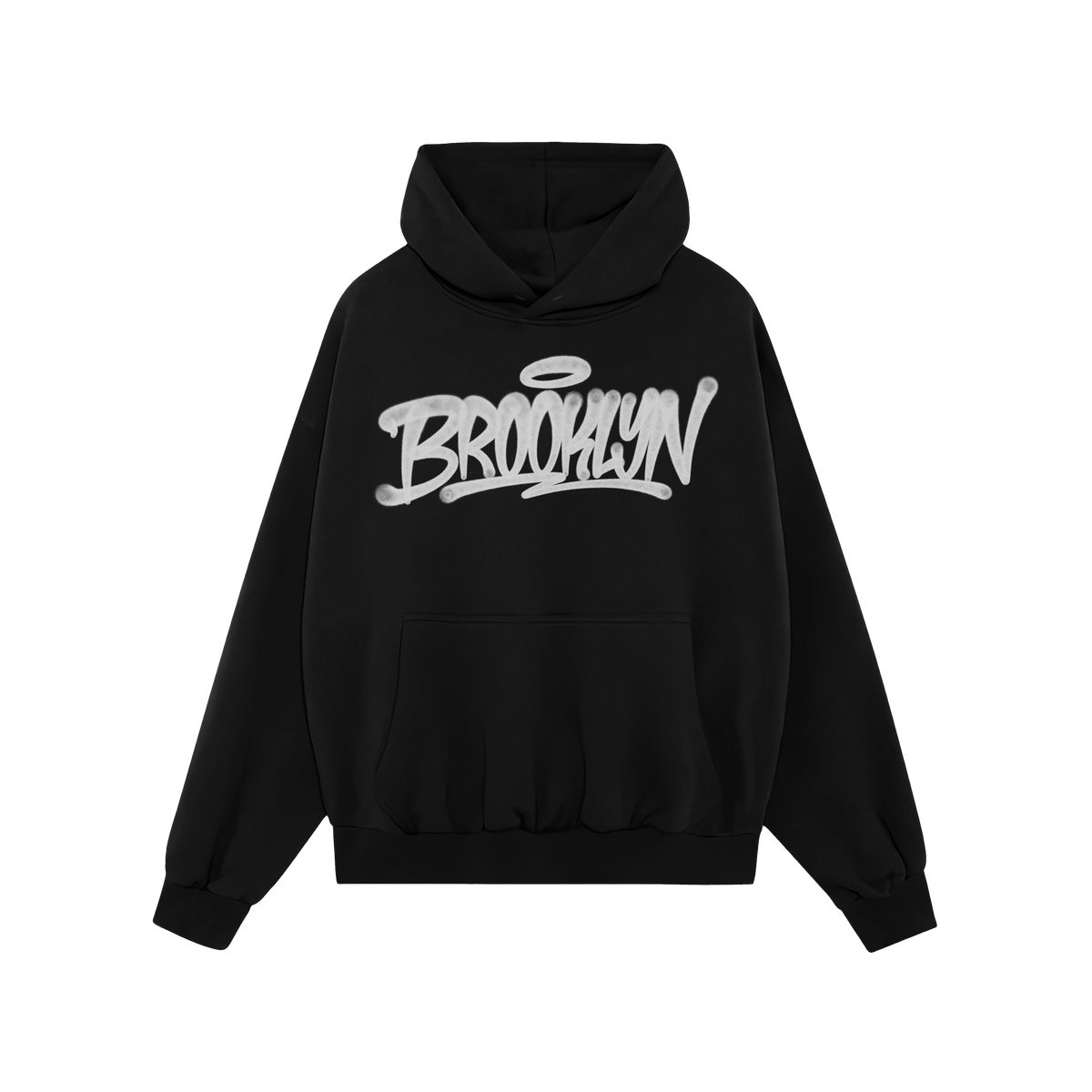 Brooklyn Handstyle Hoodie & Sweatshirt features bold BROOKLYN graffiti-style lettering on a black pullover with a kangaroo po