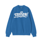 Brooklyn Handstyle Hoodie & Sweatshirt in royal blue, featuring a white spray-paint BROOKLYN graphic across the chest. Ribbed