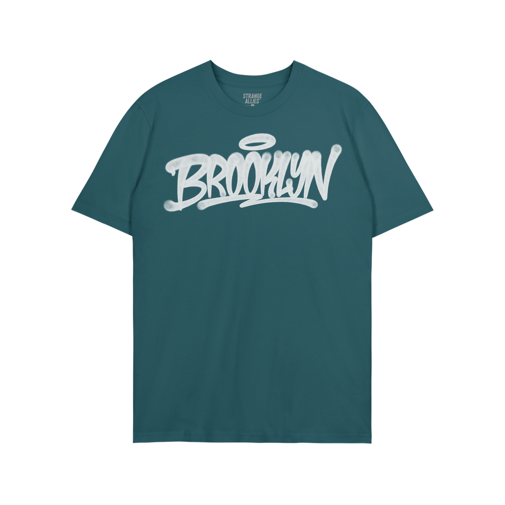 Brooklyn Handstyle T-shirt in royal blue with graffiti-style BROOKLYN lettering across the chest, crew-neck and short sleeves