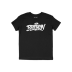 Brooklyn Handstyle T-shirt showcasing a black short-sleeve design with white graffiti-style BROOKLYN and halo accent on the c