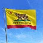 California Gadsden Flag featuring a bear on green ground and DON’T TREAD ON US motto, symbolizing defiance and resistance. Ideal for rallies or displays, supporting equality and freedom.