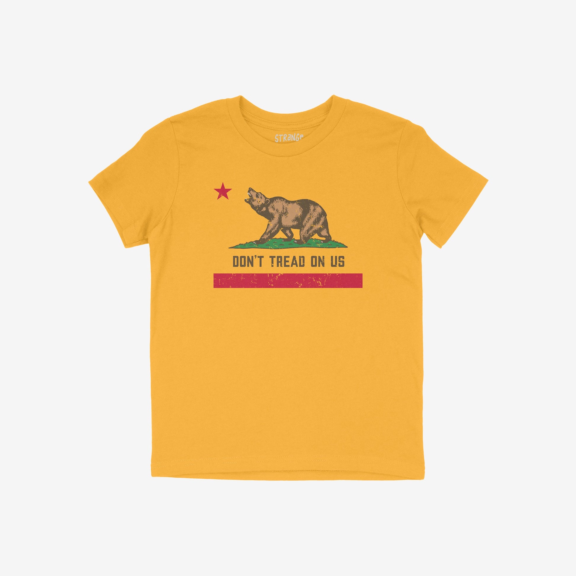 California Gadsden Flag Shirt Kids T-shirt Yellow by Strange Gang