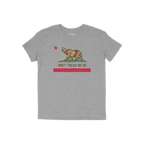 Heather-gray California Gadsden Flag Shirt featuring a vintage California bear and Don't Tread on Us slogan, symbolizing resi