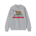 Heather-gray crewneck sweatshirt featuring the California Gadsden Flag Shirt design: a bear on grass, red star above, “DON�