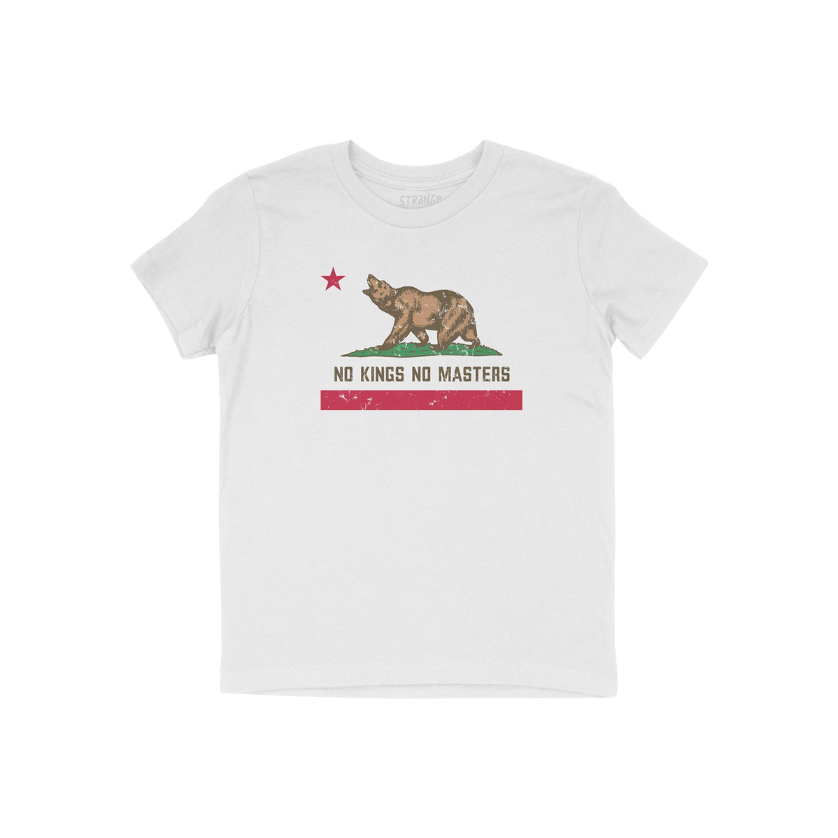 California No Kings Flag Shirt features a bold, rebellious design with a roaring bear and a red star, embodying a call for au