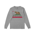California No Kings Flag Shirt featuring a roaring bear and the phrase NO KINGS NO MASTERS, embodying autonomy and rebellion,