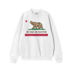 California No Kings Flag Shirt featuring a roaring bear on grass, red star above, and NO KINGS NO MASTERS slogan with distres