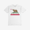The California No Kings Flag Shirt features a brown grizzly bear mid-roar, with NO KINGS NO MASTERS slogan, embodying rebellion and autonomy. Includes a red star and bar, symbolizing empowerment.