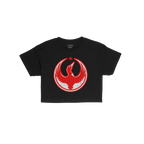Canada Rebel Alliance Women's Baby Tee features a distressed red graphic of a loon with outstretched wings inside a circle an
