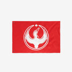 Canada Rebel Alliance Flag with a white stylized loon and maple leaf emblem, symbolizing defiance against hate and support for equality, designed for display at rallies and community events.