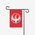 The Canada Rebel Alliance Garden Flag features a bold loon emblem with a maple leaf, symbolizing anti-fascism and community defense, perfect for expressive outdoor spaces.
