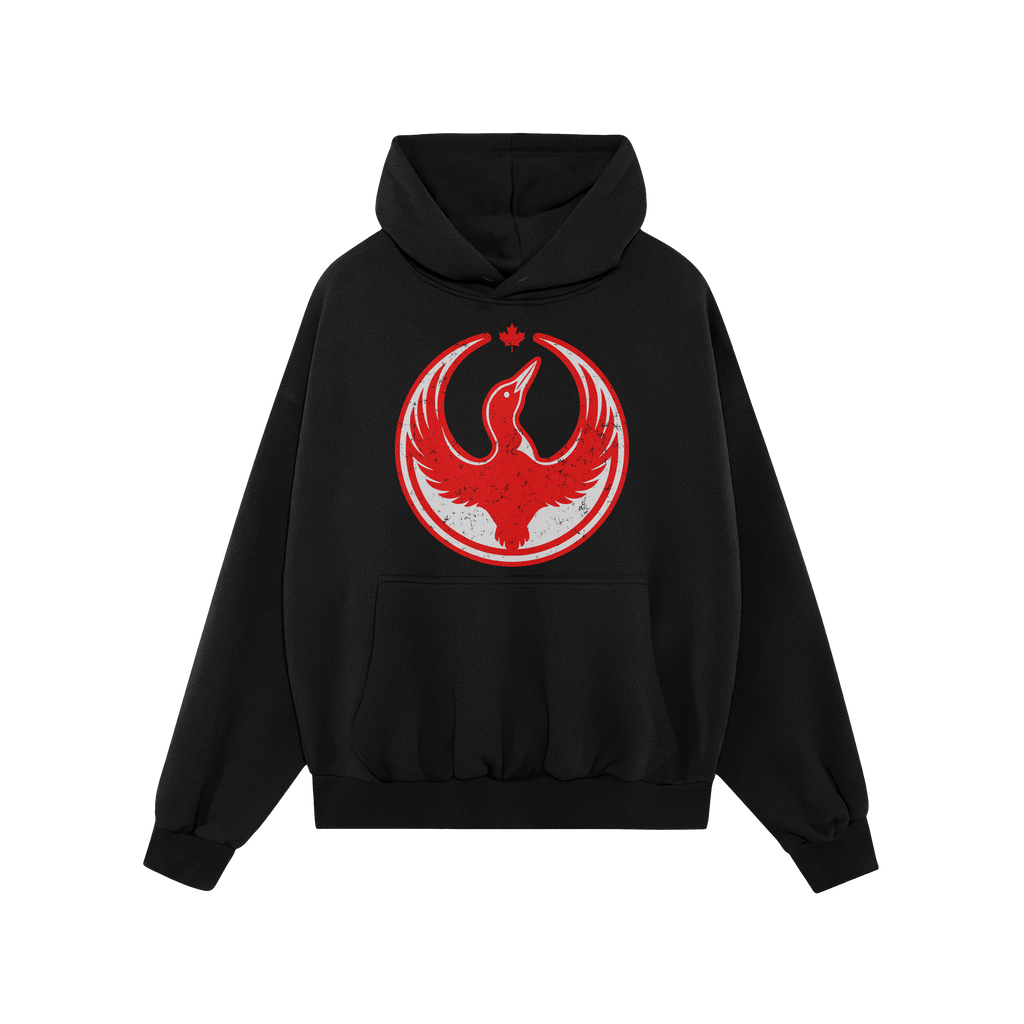 Canada Rebel Alliance Hoodie & Sweatshirt featuring a black pullover with a distressed red and white circular graphic of a st