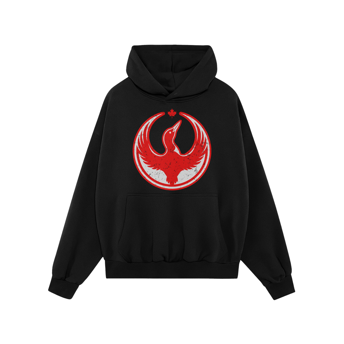 Canada Rebel Alliance Hoodie & Sweatshirt featuring a black pullover with a distressed red and white circular graphic of a st