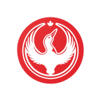 Canada Rebel Alliance Sticker features a white waterbird with wings outstretched inside a red circle, topped by a maple leaf.