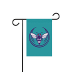 Charlotte Rebel Alliance Garden Flag featuring a bold hornet graphic on teal, symbolizing anti-fascist and immigrant rights s