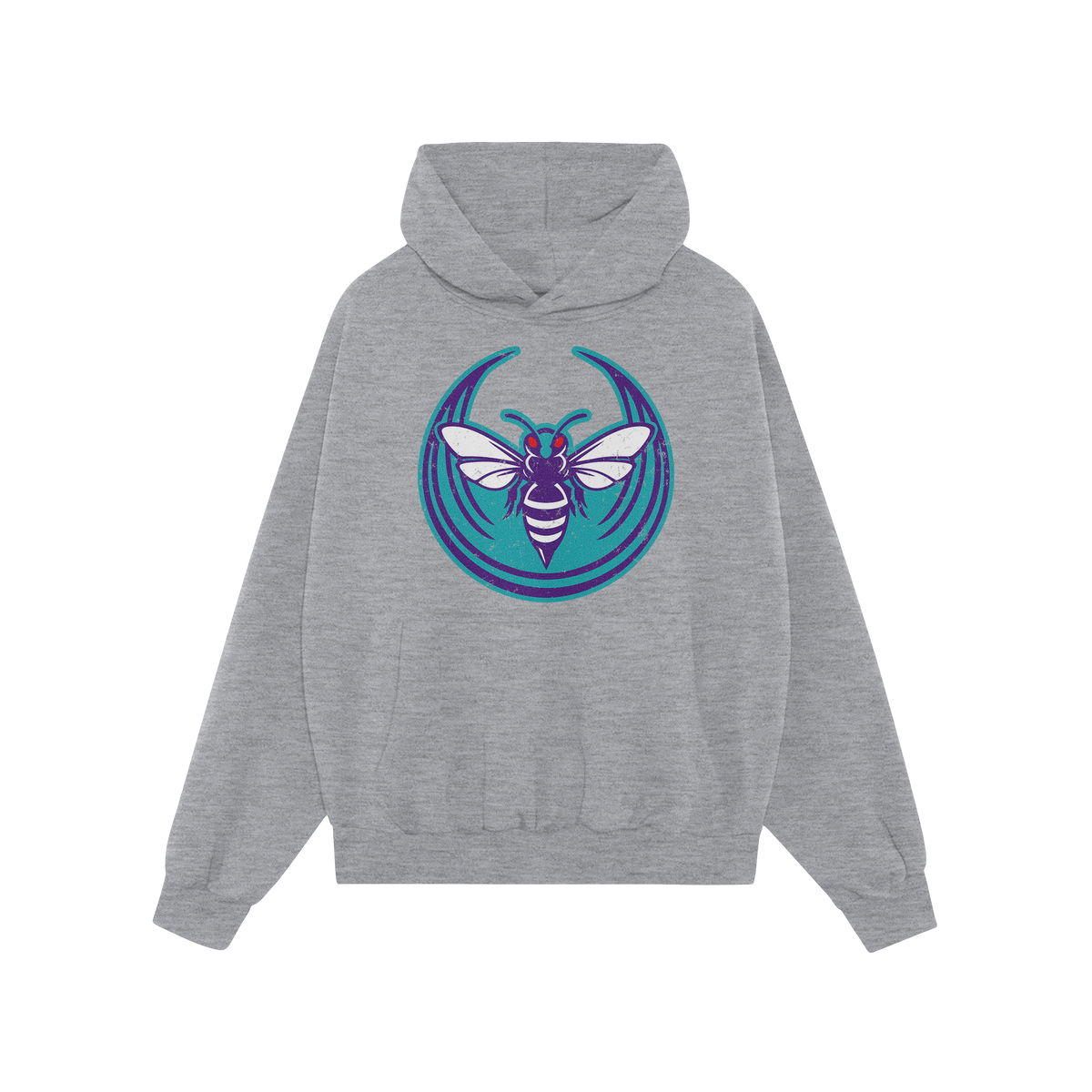 Charlotte Rebel Alliance Hoodie showcases a light-gray pullover with a kangaroo pocket and hood drawstrings, featuring a styl