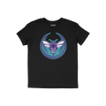Charlotte Rebel Alliance T-shirt features a bold insect graphic with purple and white accents on a teal backdrop. The word ST