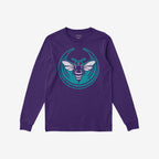 Charlotte Rebel Alliance T-shirt: Purple long-sleeve tee with a bold teal and white hornet graphic, reflecting anti-fascist and pro-equality values. Ideal for those who stand up for their beliefs.