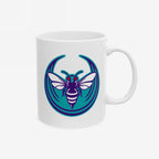 Charlotte Rebel Alliance Mug featuring a stylized hornet logo, perfect for anti-fascist, equality-driven mornings. Available in 11 oz. and 15 oz. sizes, dishwasher and microwave safe.