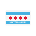 Chicago Gadsden Flag Sticker & Magnet featuring a Chicago flag-inspired design with four red stars and DON’T TREAD ON US sl