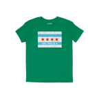 Chicago Gadsden Flag Shirt features a distressed Chicago-flag motif with DON'T TREAD ON US, embodying a defiant message again