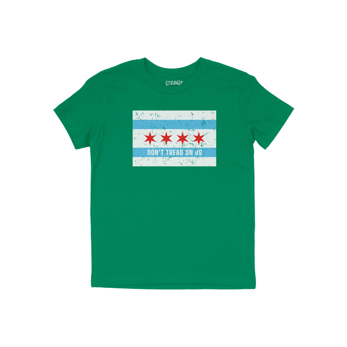 Chicago Gadsden Flag Shirt features a distressed Chicago-flag motif with DON'T TREAD ON US, embodying a defiant message again