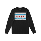 Chicago Gadsden Flag Shirt featuring a distressed Chicago flag motif with DON’T TREAD ON US slogan, symbolizing resistance 