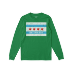Chicago Gadsden Flag Shirt features a Chicago-flag–style graphic with red stars and blue stripes, plus a distressed DON’T