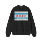 Chicago Gadsden Flag Shirt with a distressed Chicago city flag graphic and DON’T TREAD ON US slogan, symbolizing resistance