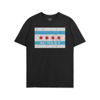 Chicago Gadsden Flag Shirt with a distressed flag motif and DON'T TREAD ON US slogan, representing resistance and community s