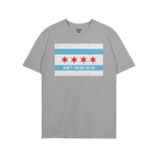 Chicago Gadsden Flag Shirt featuring the city's flag motif with DON’T TREAD ON US slogan, symbolizing resistance and commun