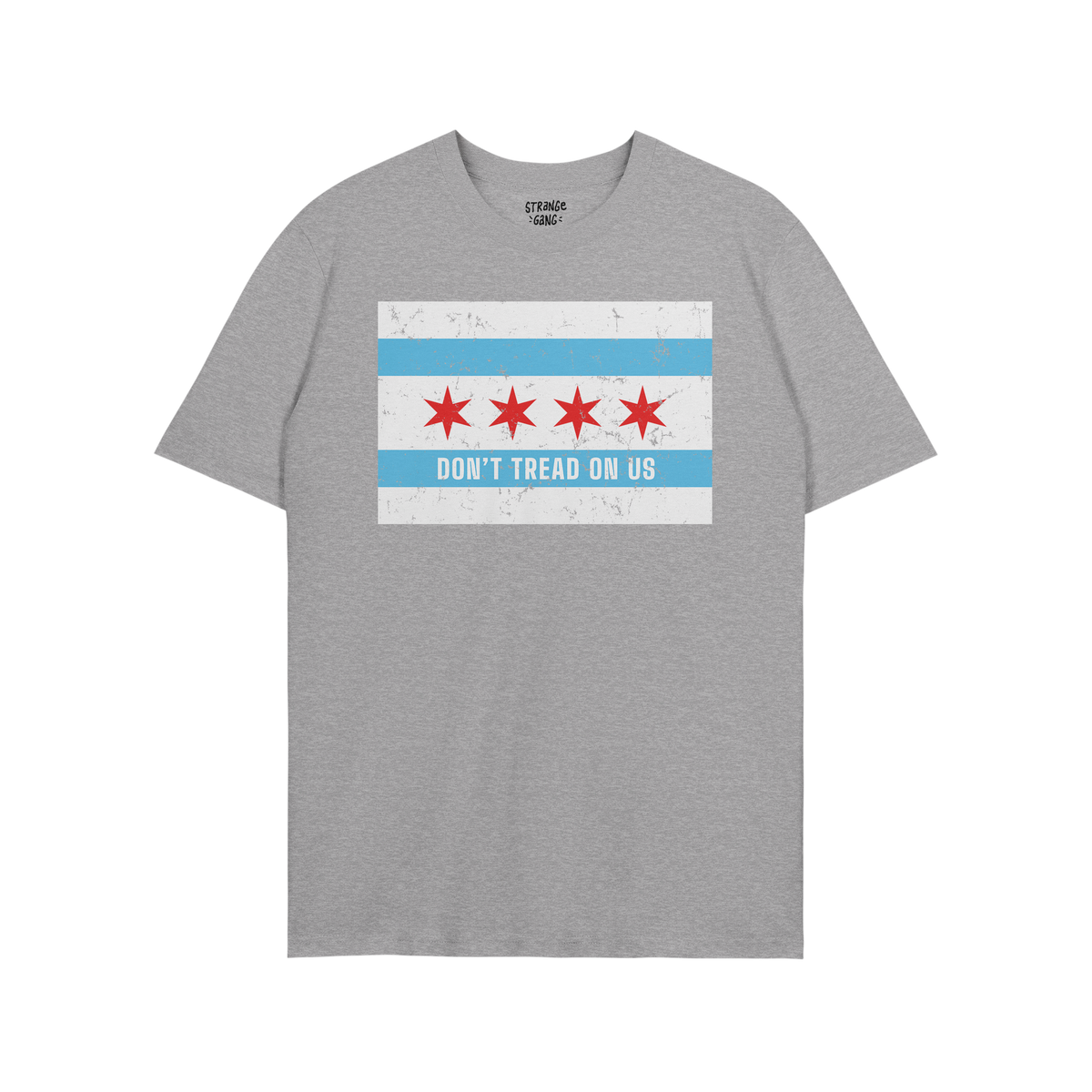 Chicago Gadsden Flag Shirt featuring the city's flag motif with DON’T TREAD ON US slogan, symbolizing resistance and commun