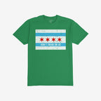 Chicago Gadsden Flag Shirt featuring a distressed Chicago city flag design with DON’T TREAD ON US slogan, symbolizing resistance and community strength.