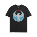 Chicago Rebel Alliance T-shirt features a bold white eagle emblem and red star on the chest, symbolizing resistance and commu