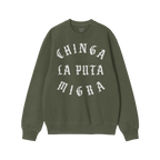 Chinga La Migra Hoodie & Sweatshirt features bold, white Old English lettering with a defiant message against CBP/ICE, ideal 