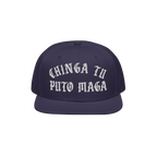 Chinga Tu MAGA Hat features bold Old English embroidery stating “CHINGA TU PUTO MAGA” on a navy snapback, embodying anti-
