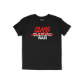 Class War Shirt featuring bold graffiti-style text, with CLASS spray-painted over the crossed-out CULTURE, and WAR beneath. I