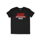 Class War Shirt featuring bold graffiti-style text, with CLASS spray-painted over the crossed-out CULTURE, and WAR beneath. I