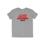Class War Shirt features CLASS WAR in bold, graffiti-style text, overlaying CULTURE WAR on a heather-gray tee, embodying defi