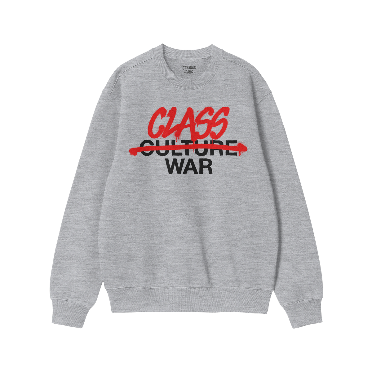 Class War Shirt with “CLASS” and “WAR” boldly printed over a red stroke, symbolizing defiance against Culture War. Id