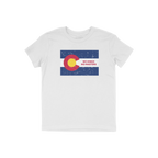 Colorado No Kings Flag Shirt featuring a distressed flag graphic with NO KINGS NO MASTERS slogan. A bold design for those adv