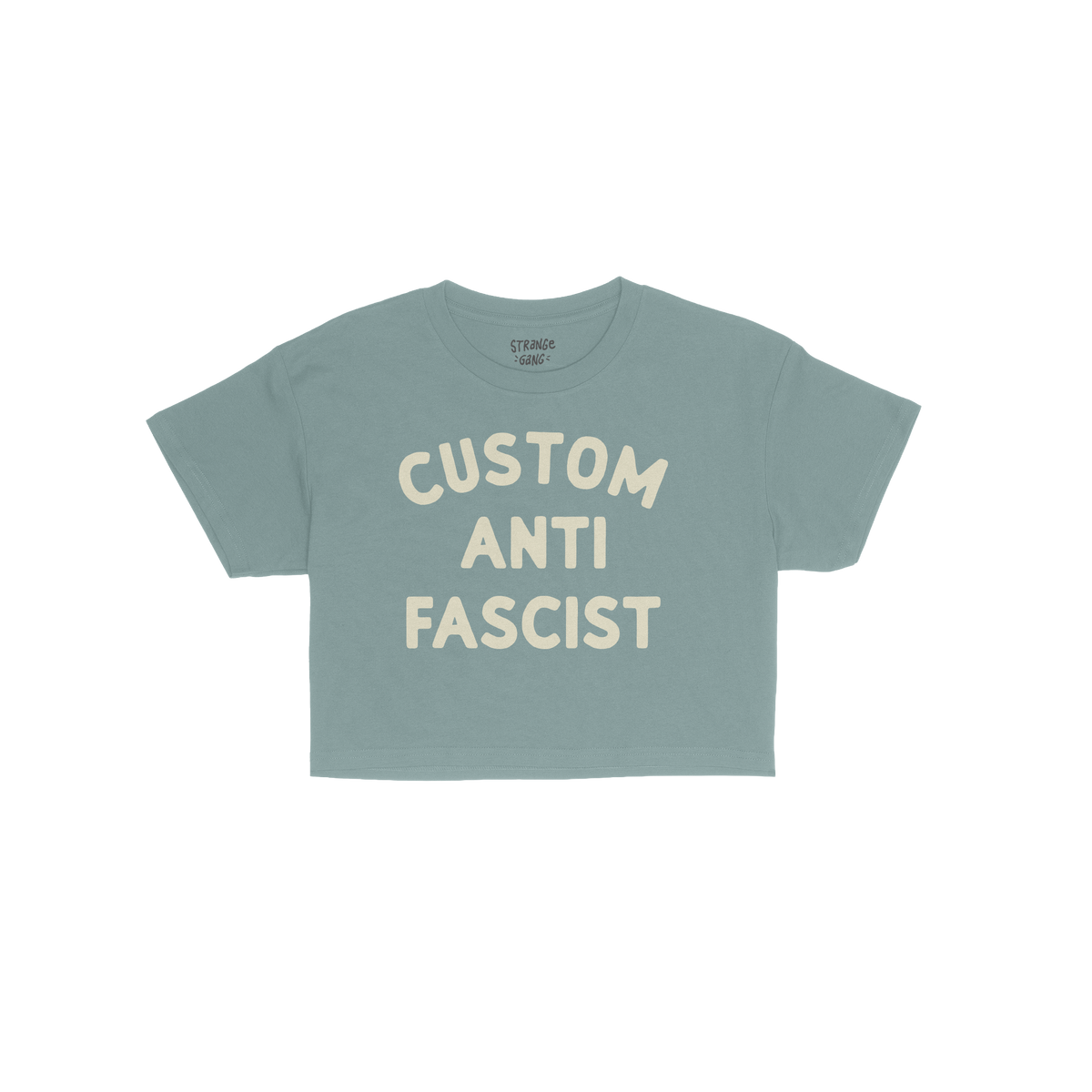 Custom Anti-Fascist Women's Baby Tee, featuring bold cream block letters on a short-sleeve crewneck, perfect for expressing a