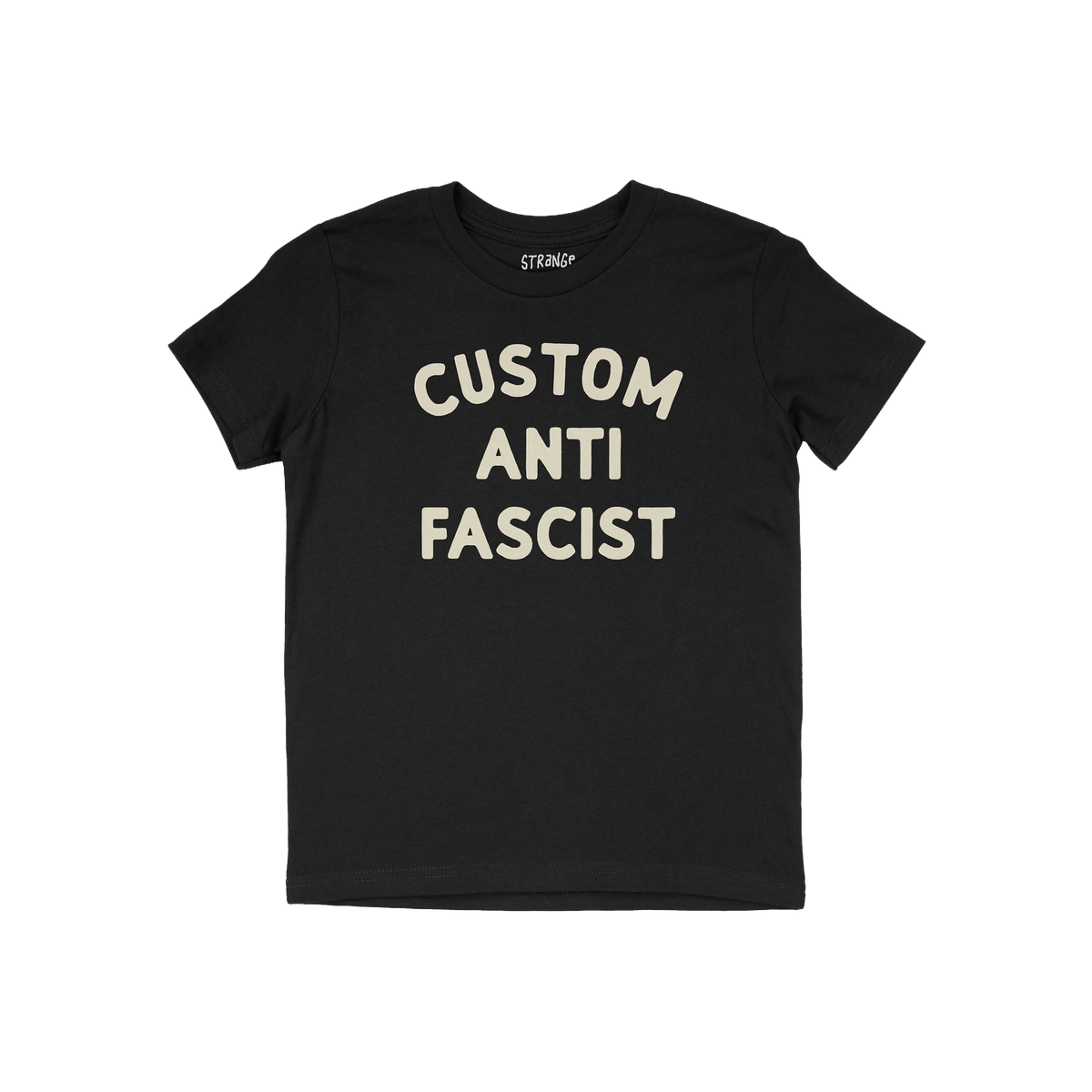 Custom Anti-Fascist Kids T-shirt featuring CUSTOM ANTI FASCIST in bold letters. Ideal for young activists, this durable tee i
