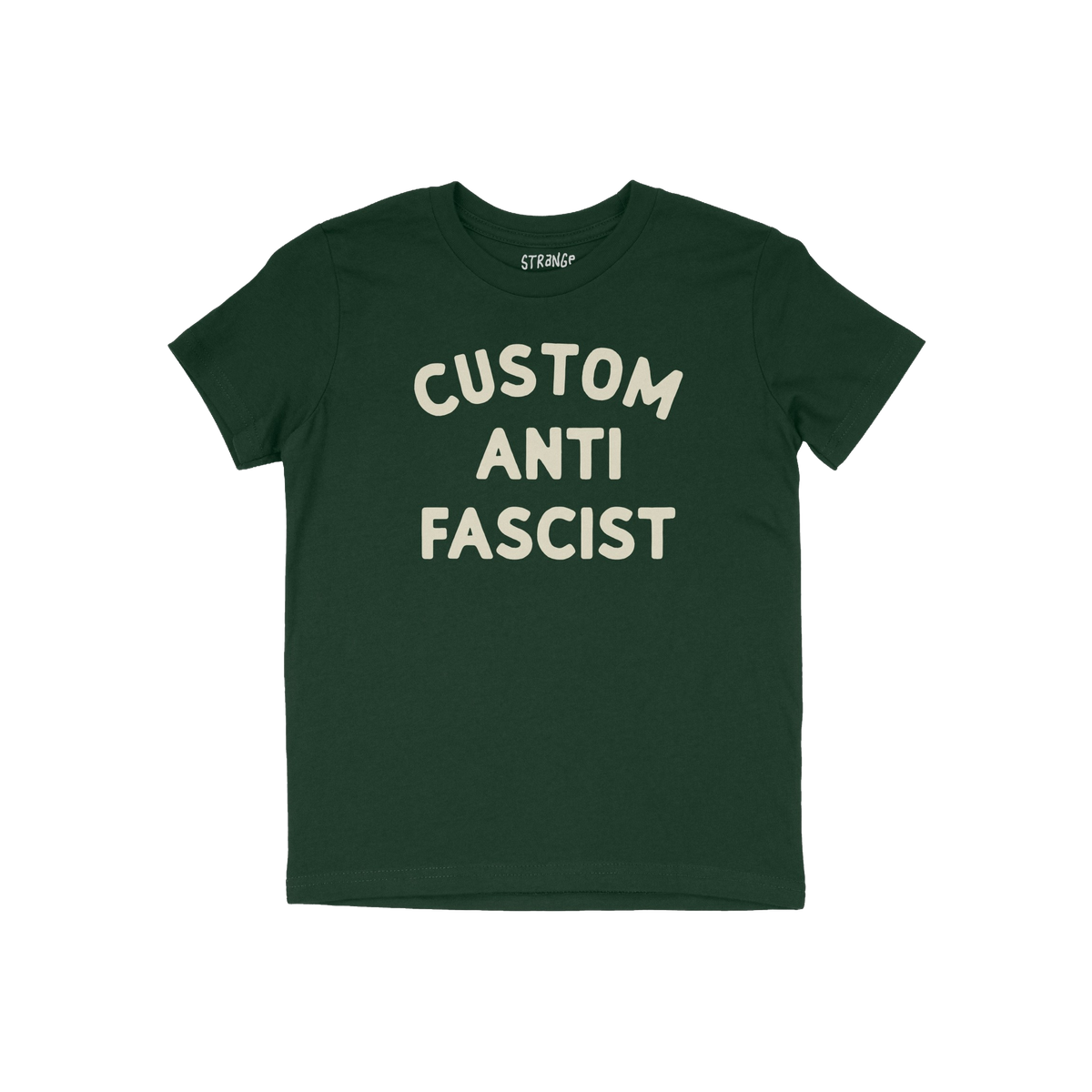 Custom Anti-Fascist Kids T-shirt featuring bold off-white text on the front. This empowering tee encourages young activists t