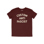 Custom Anti-Fascist Kids T-shirt featuring bold CUSTOM ANTI FASCIST text. Ideal for young activists, the shirt can be persona