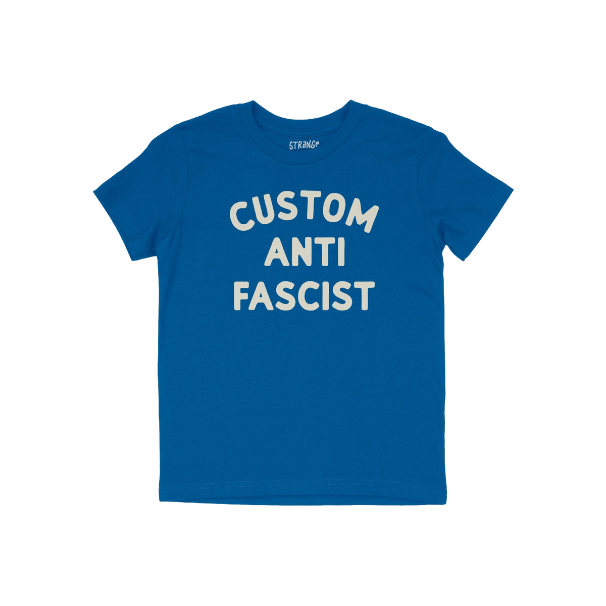 Custom Anti-Fascist Kids T-shirt featuring bold off-white CUSTOM ANTI FASCIST print on the front, designed for young activist