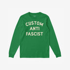 Custom Anti-Fascist Long Sleeve T-shirt featuring bold block letters across the chest, perfect for showcasing your stance with style. Personalize Custom for a unique, meaningful expression.