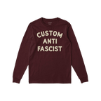 Custom Anti-Fascist Long Sleeve T-shirt featuring bold cream block letters on the front. The shirt offers personalization opt