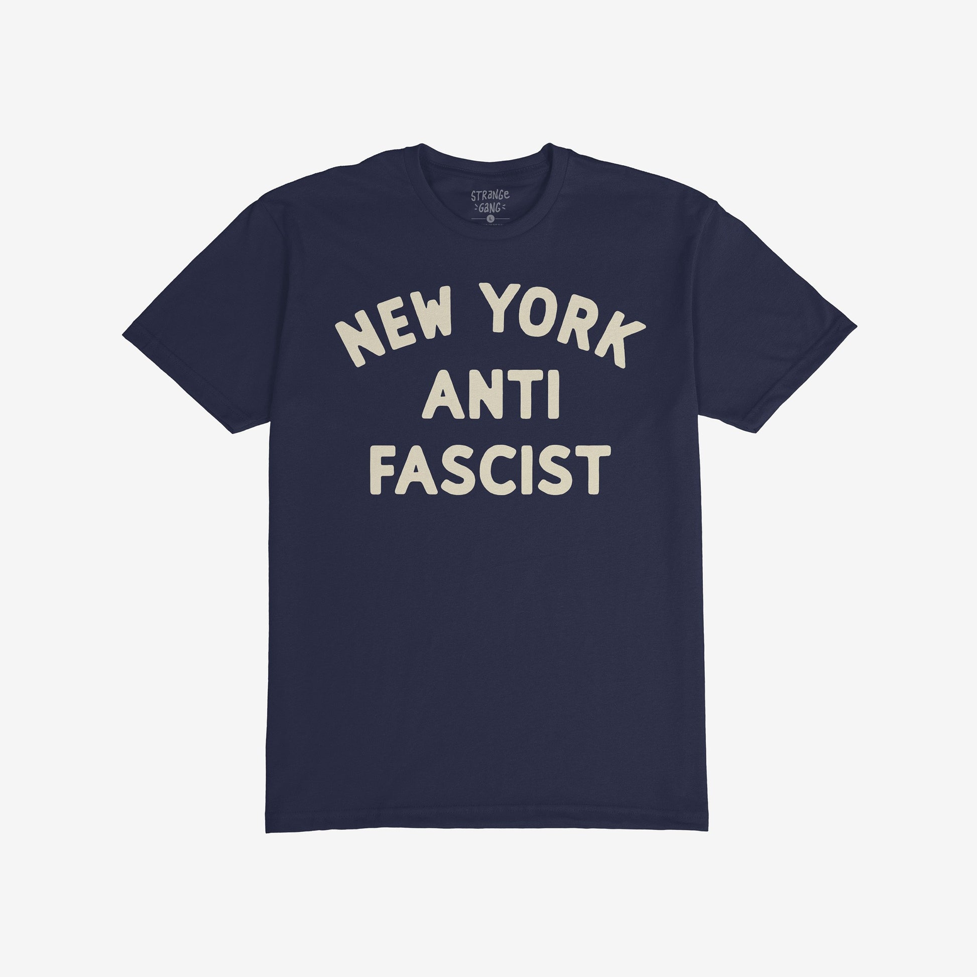 Custom Anti-Fascist T-shirt featuring bold NEW YORK ANTI FASCIST text, embodying activism and resistance. Ideal for expressing solidarity and wearing your beliefs with pride.